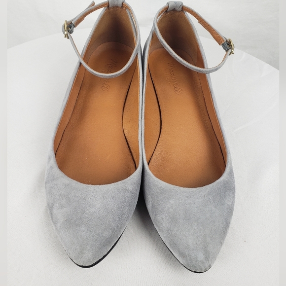 Madewell Gray Suede Ankle Latch Flats Sz 7 - Picture 6 of 6